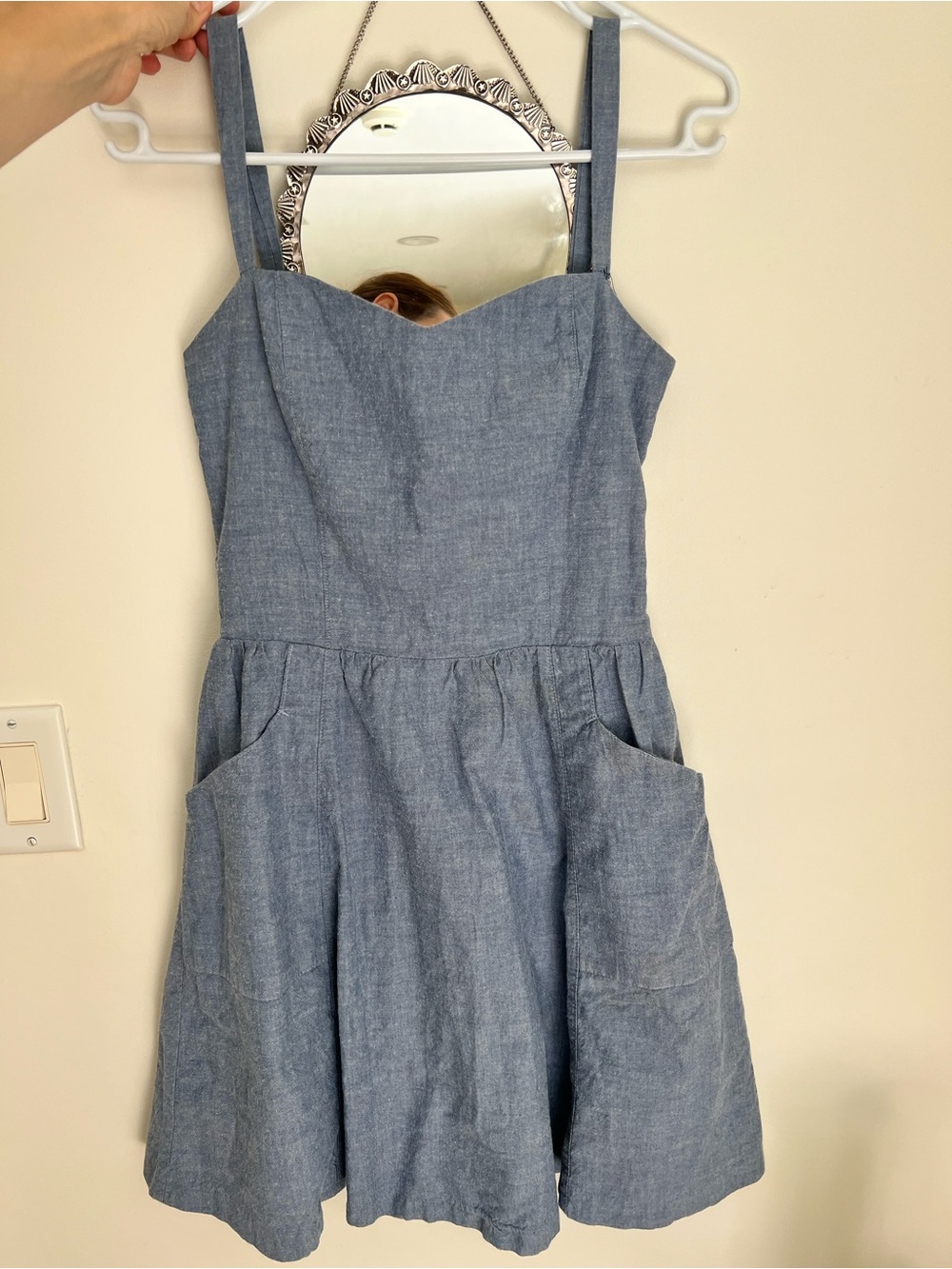 Light Blue Cotton Smocked Sundress with Straps